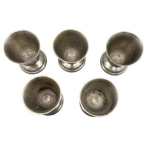 Continental Silver Co Pewter Goblets Communion Wine Cups #978 Set of 5 - Picture 2 of 9